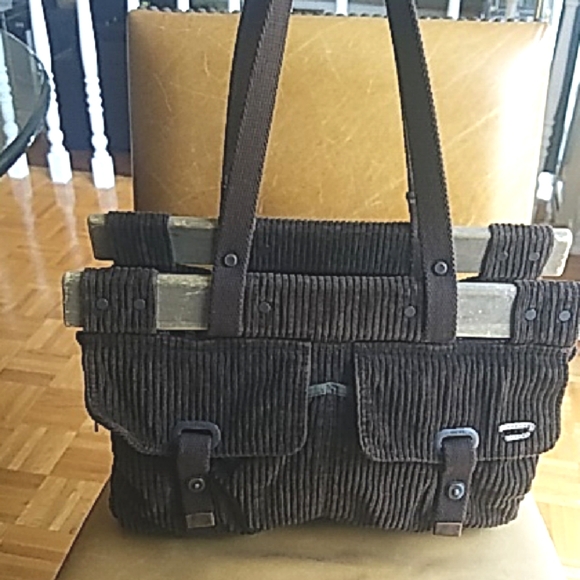 Diesel Vintage RARE Brown Corduroy Cargo Boho Shoulder Tote Bag - Picture 2 of 16